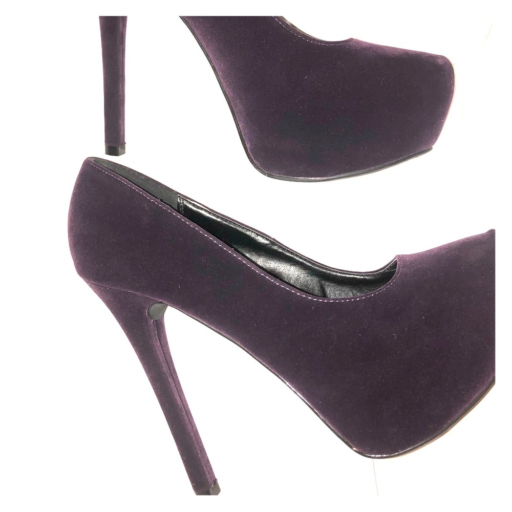 Purple velvet heels